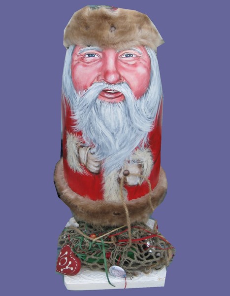 Santa With Fishnet Bag Of Gifts