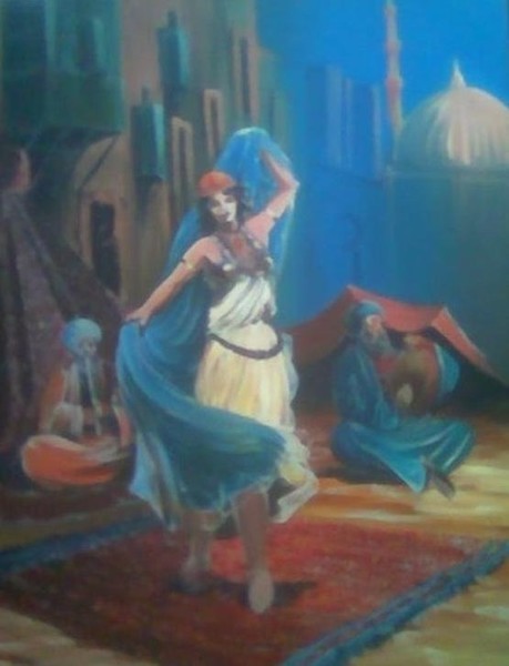 The bellydancer in the blue
