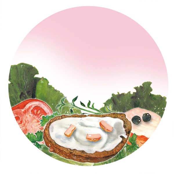 Bread with cream cheese and turkey
