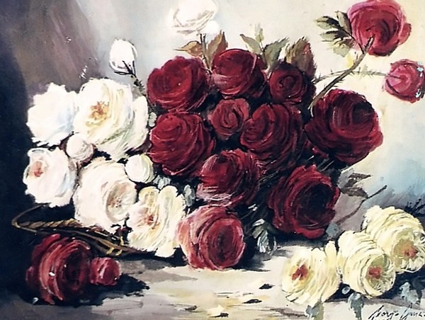 Red and white roses
