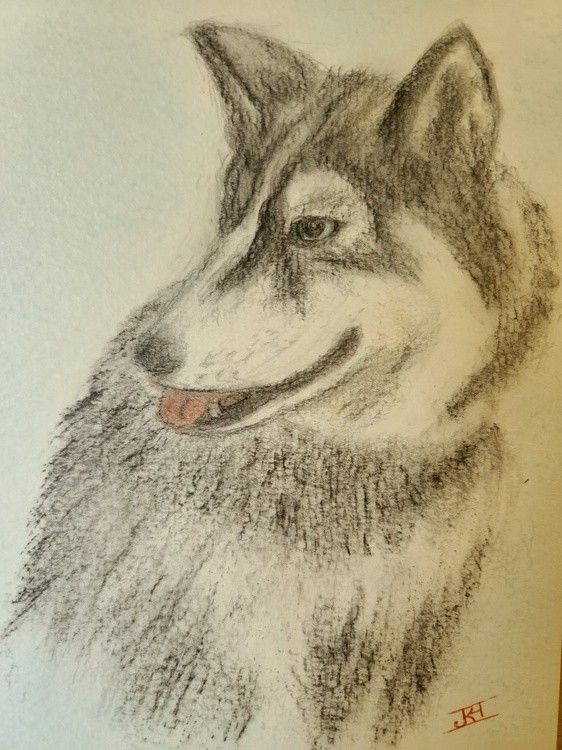 RESCUED. CHARCOAL PAINTING