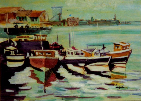 BOATS MOORED NEAR FOLKSTONE, ENGLAND