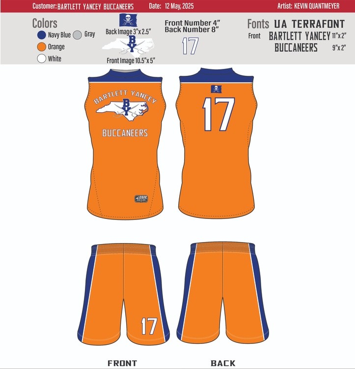 Bartlett Yancey Flag Football Jersey ORANGE