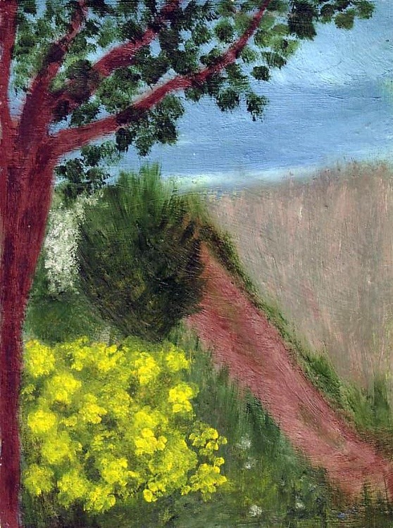 FLOWERS BY A TREE