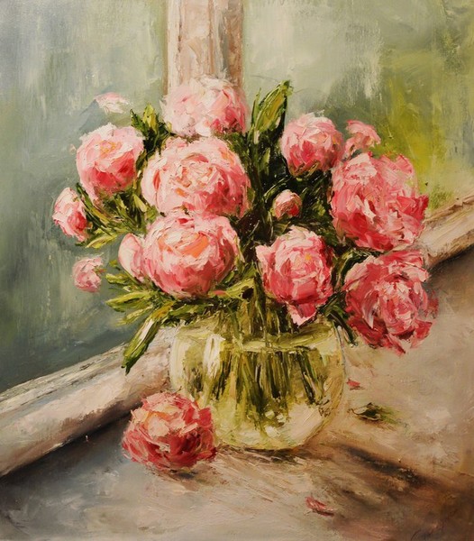 Peonies in the window
