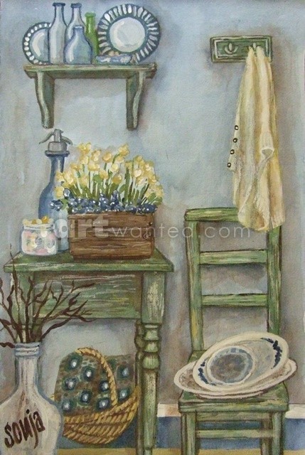 Blue and green still life