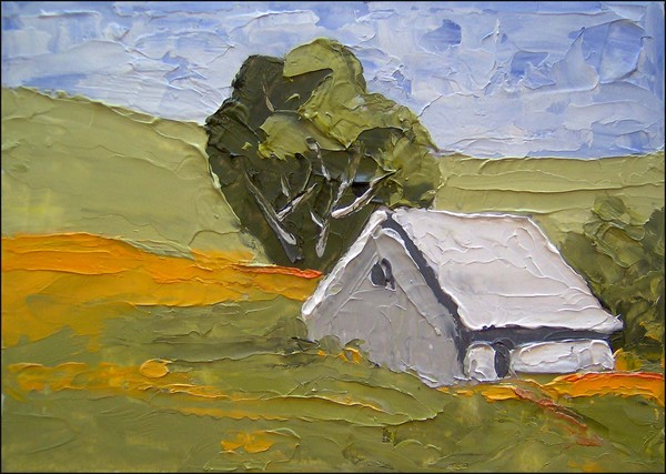 California Barn and Poppies