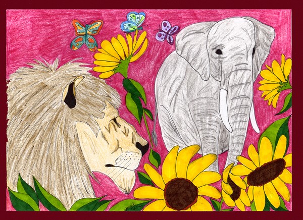 wild sunflowers and butterflies