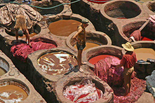 The tanners and dyers quarter in Fes (Morocco)