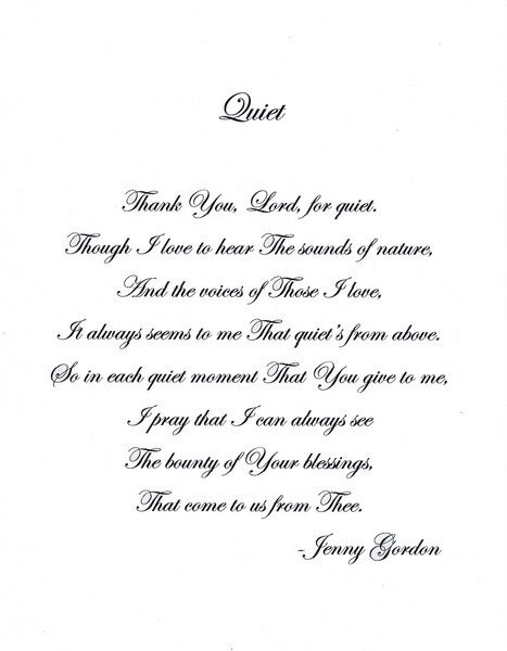 QUIET, Poem by Virginia Gordon | ArtWanted.com