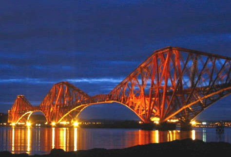 forth rail bridge by night