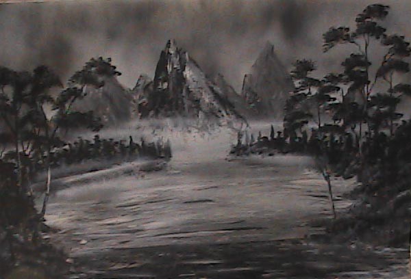 black and white landscape