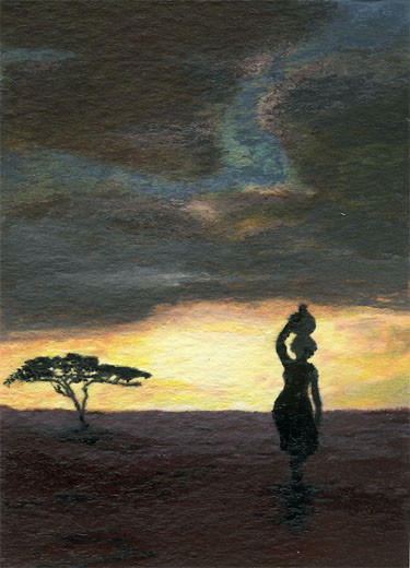 ACEO - African Sunset Series - Rainy season