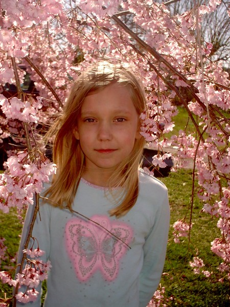 Alyssa & the tree in the Spring
