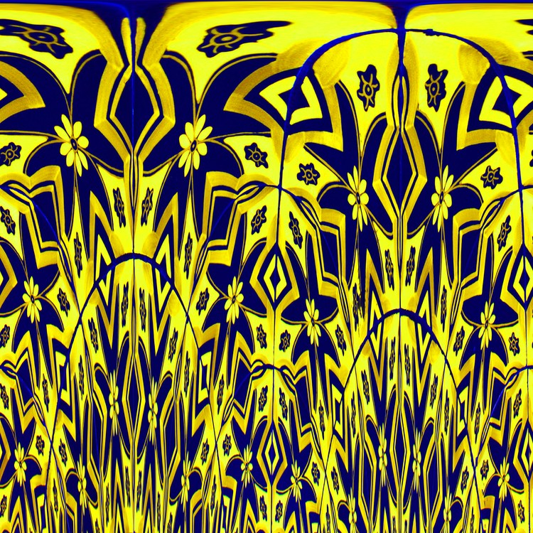 Blue and yellow busy art 