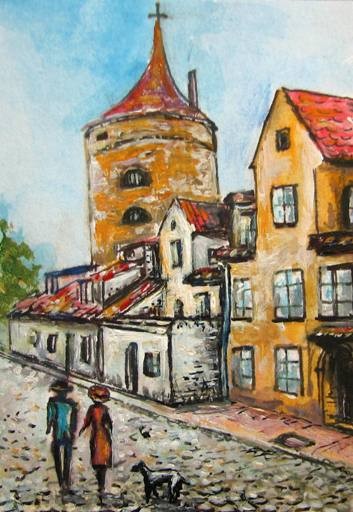 Old town aceo painting