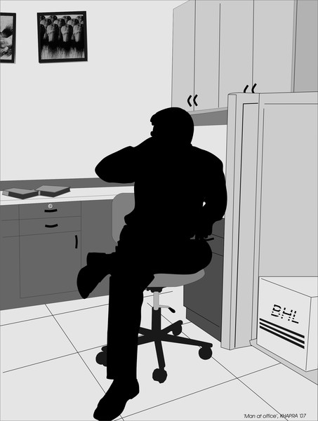 a bored office goer
