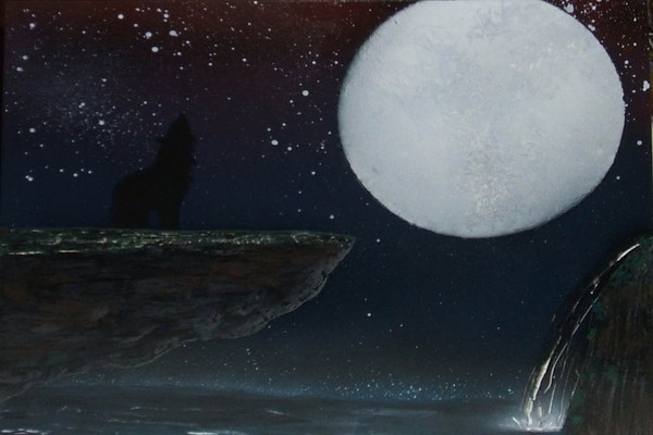 Wolf and Moon