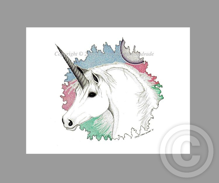 Unicorn Pen and Ink Pointillism