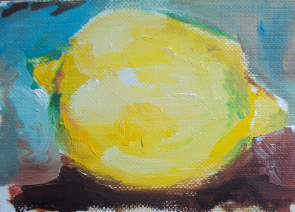 yellow Lemon oil painting sketch original
