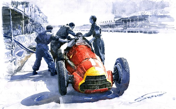 Pit Stop Alfa Romeo158 British GP 1950 J M Fangio
