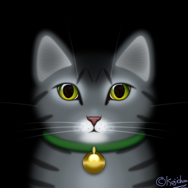 Digital Felt Painting - Silver Mackerel Tabby Cat