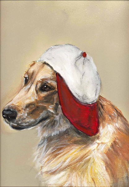 Golden Retriever with Hat