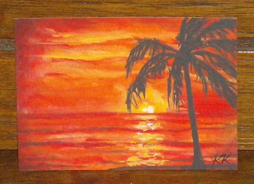 Red Sunset ACEO