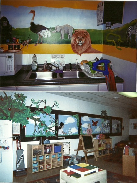 Continent mural section and school age wall mural