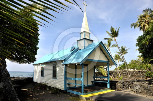 Little Blue Roof fChurch at Kahalu Keahou