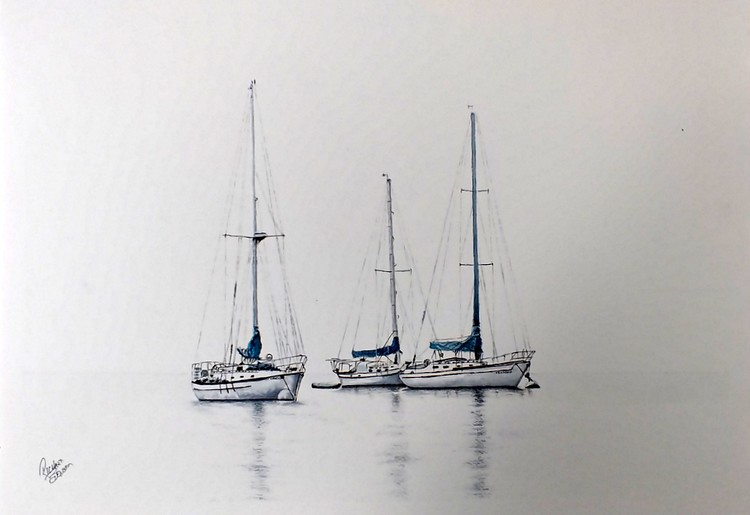 Three Sail Boats Resting