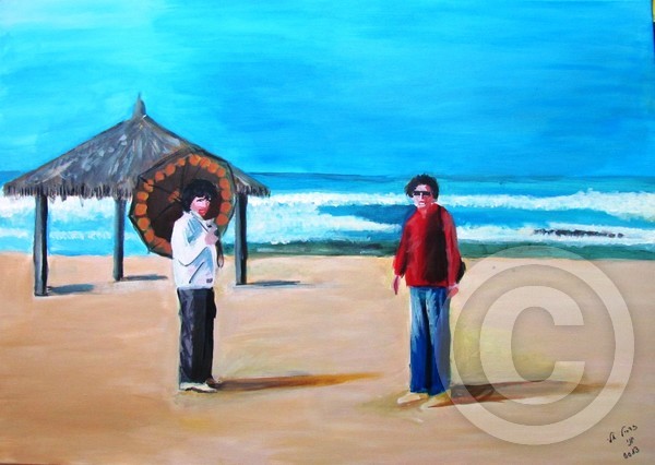 Winter day on the beach  100x70