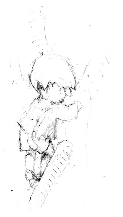 Kids Book Kid Peeking Sketch