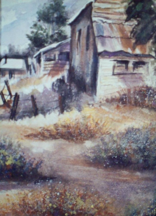 My Painting - North Carolina Tobacco Barns Watercolor11x14 Prints available
