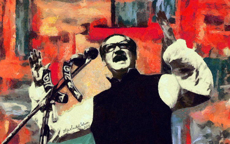 A digital portrait of The greatest Bangalee of all time, Bangabandhu Sheikh Mujibur Rahman