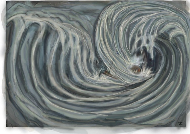 recent digital experiment of the storm oil painting
