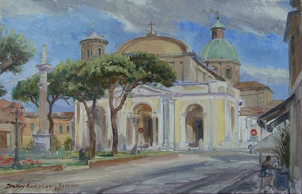 On the Piazza Duomo in Ravenna. Italy