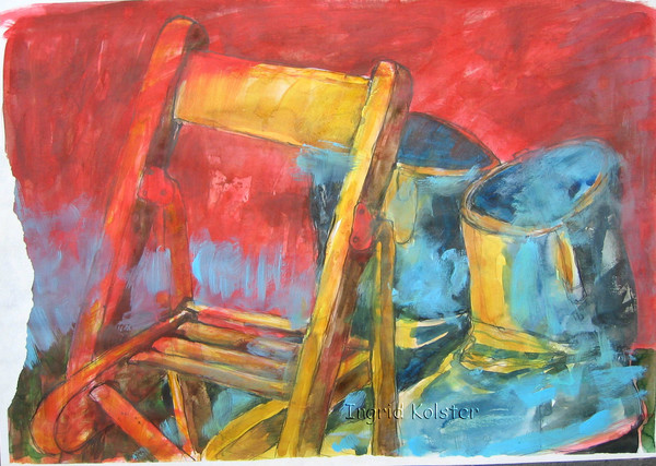 Old chair and boots