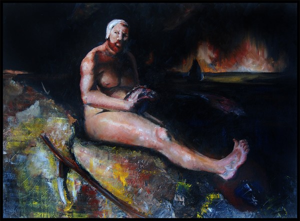 Man with fish, after Nerdrum