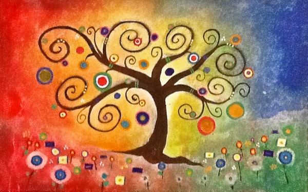 Rainbow Tree of Life Gustov Klimt Inspired