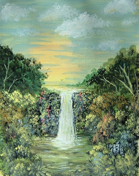 waterfall acrylic landscape 