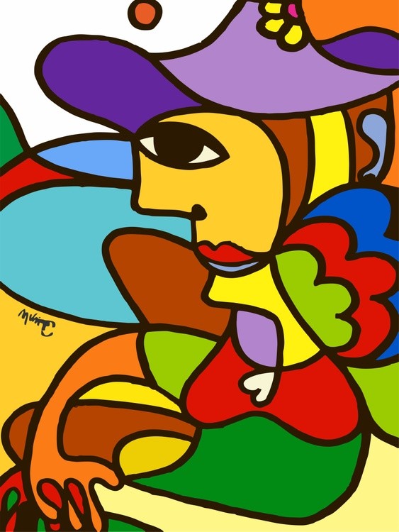 Mujer sentada con sombrero II