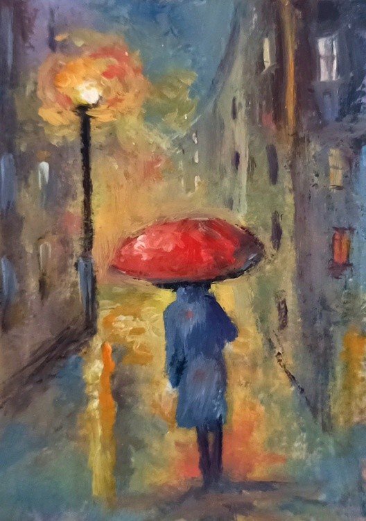 Autumn aceo miniature oil painting