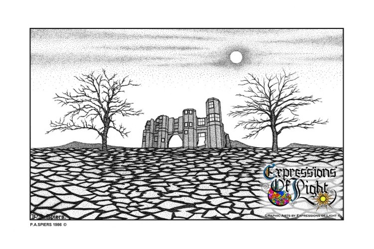 ExpoLight-Graphic-Arts-Desert-Castle-1986-0001 (Pen-&-Ink-Mono-SP)