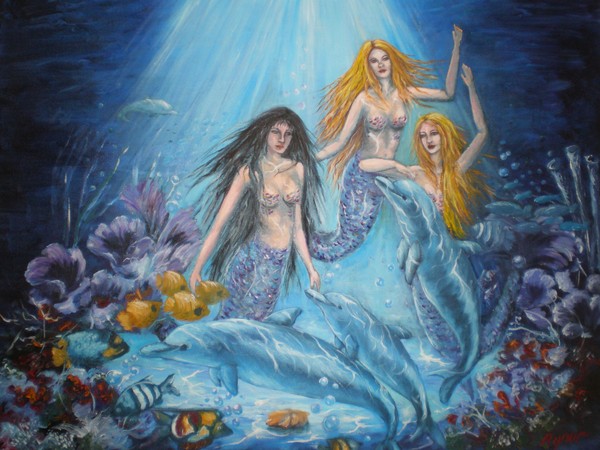 mermaid&dolphin