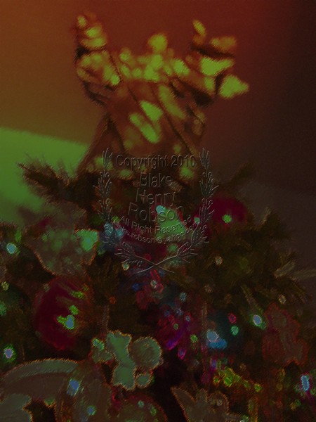 Christmas tree, ornaments, tinsel & colorful light