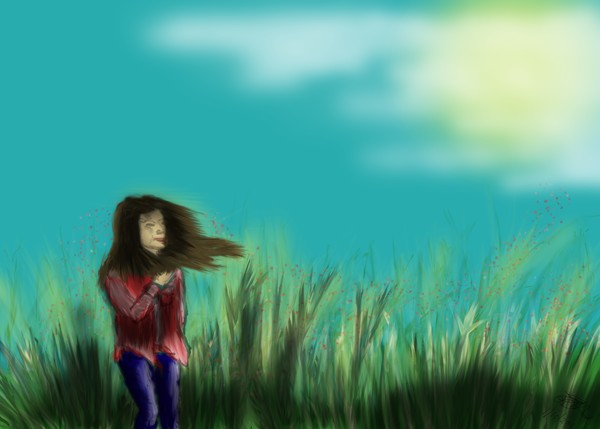 A walk in the high grass on a windy day