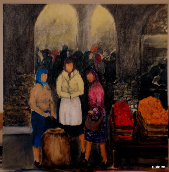 meeting in front of the market