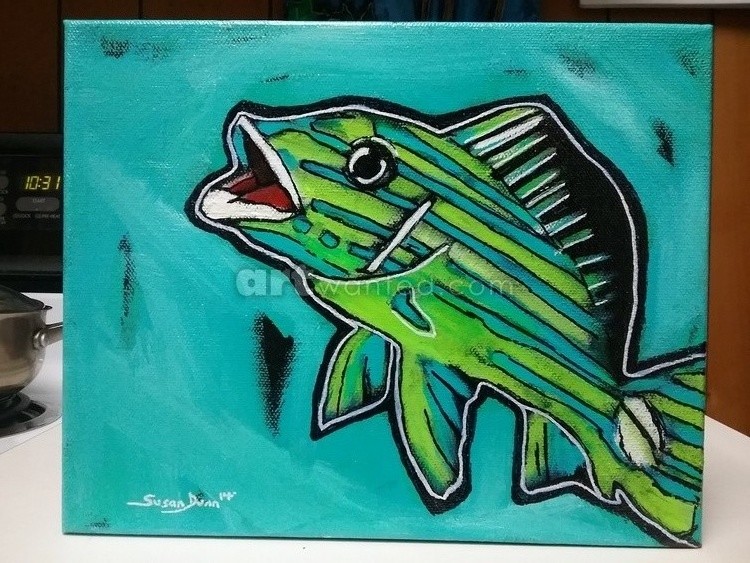 Original Abstract Blue Striped Gruntfish Caribbean