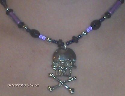 Purple Tiger eye Skull necklace